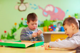 two children in classroom